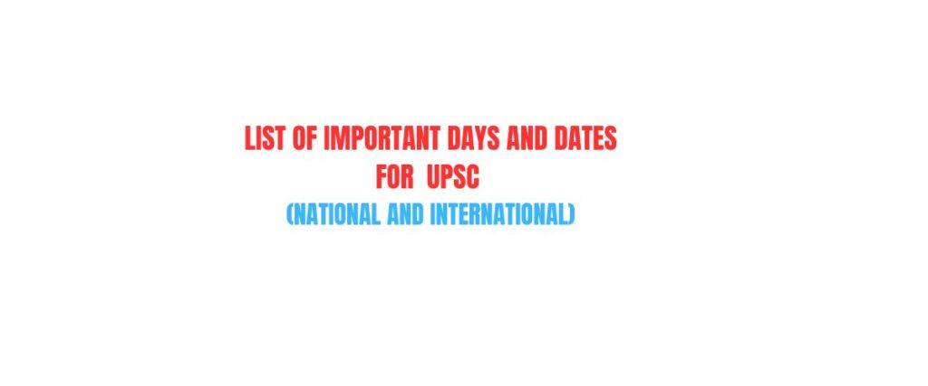 List of Important Days and Dates